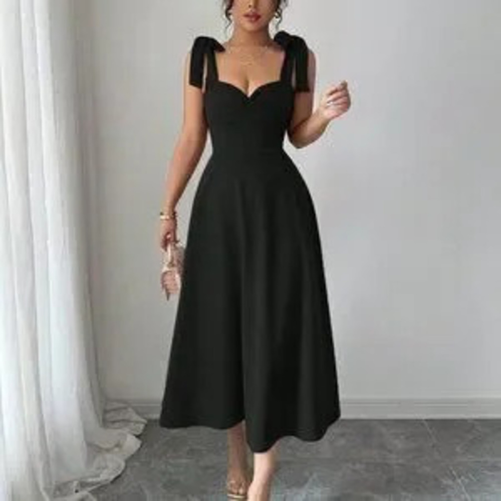 ZARA Black Elegant Women's Romantic A-Line Sleeveless Dress